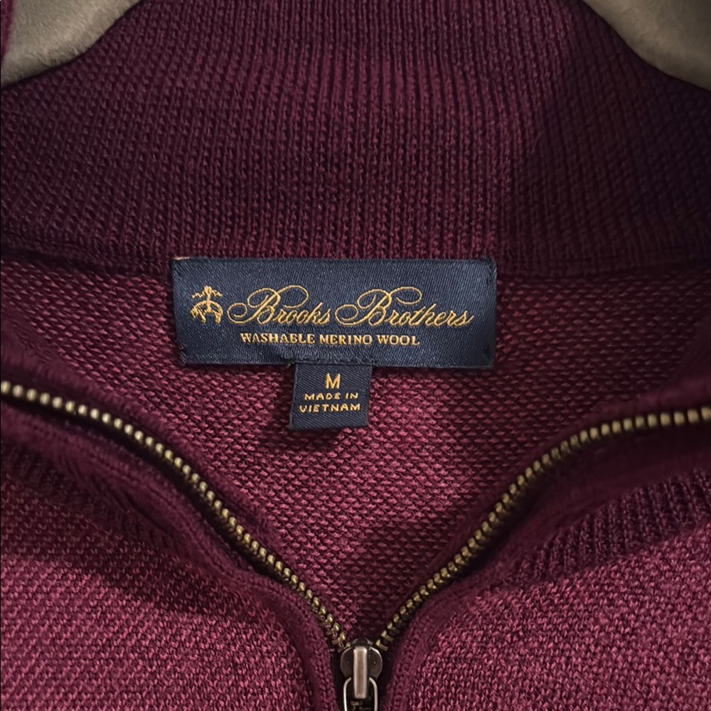 Brooks Brothers Men's Zip-Neck Sweater in Wine - Picture 2 of 6